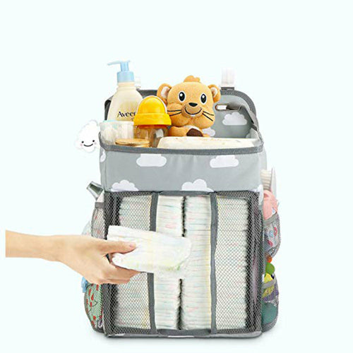 Organizzatore portatile per culla/lettino con borsa portaoggetti da appendere