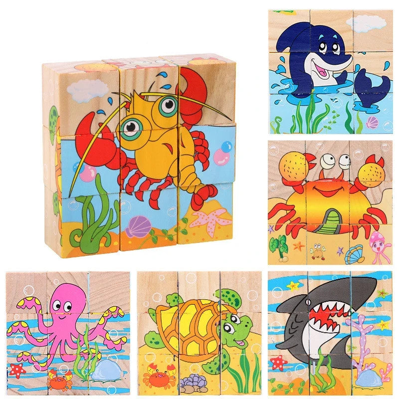 6 in 1 Puzzle Wooden Cubes