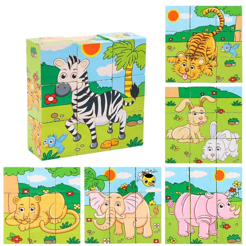 6-in-1-Puzzle Holzwürfel