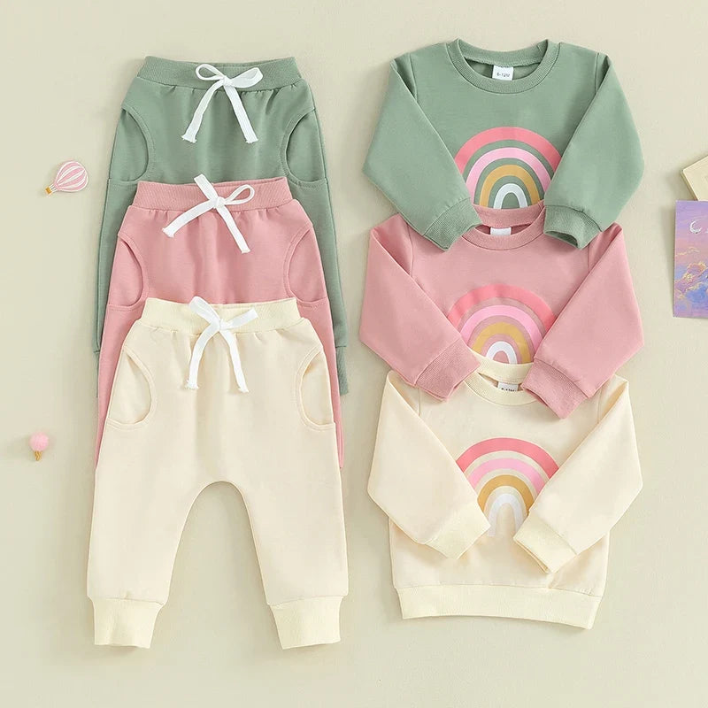 Pants and Sweatshirt Set with Rainbow