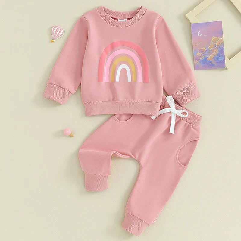 Pants and Sweatshirt Set with Rainbow