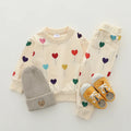 Baumwoll-Trainingsanzug-Set 2-teilig Sweatshirt und Hose Herzen