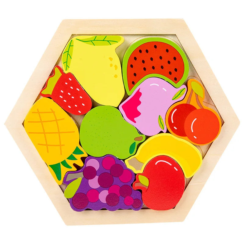 Wooden Toy Hexagonal Tangram