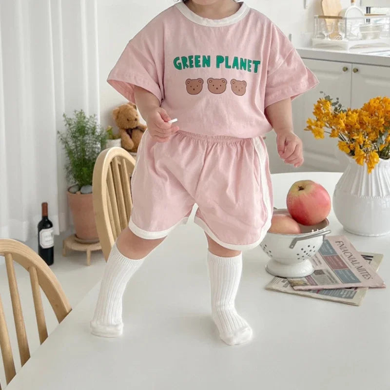 2pcs set T-shirts and Pants Green Planet