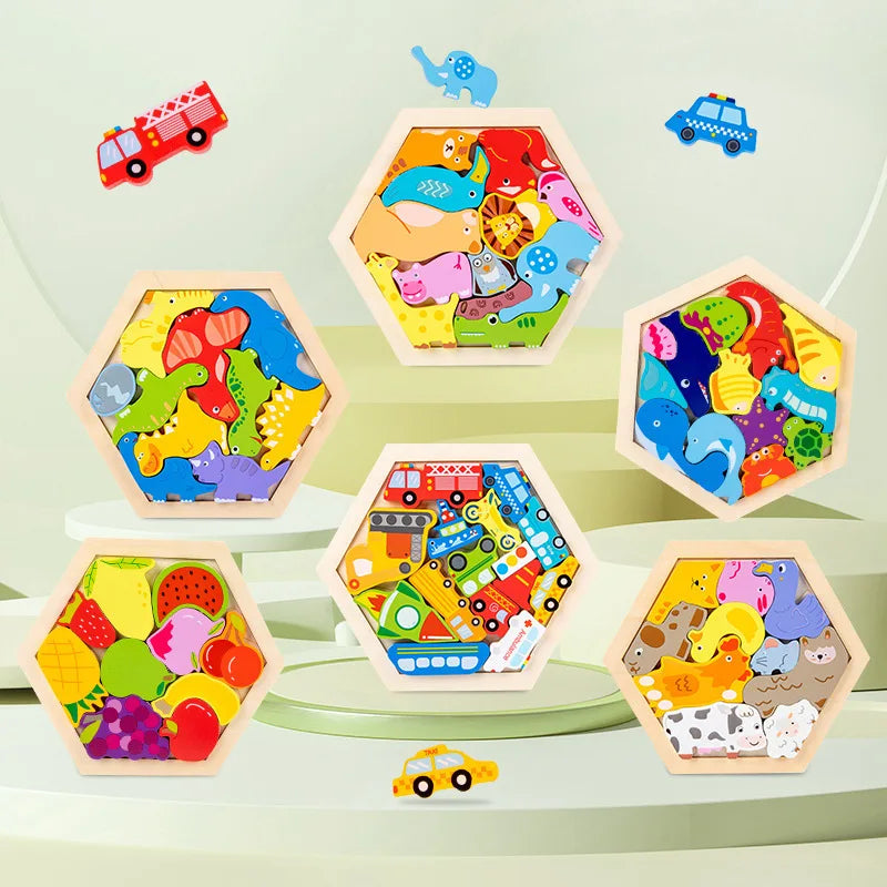 Tangram-Puzzle aus Holz (Sechseck)