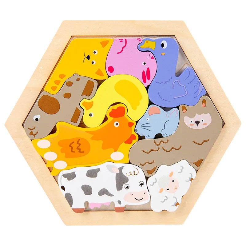 Wooden Toy Hexagonal Tangram