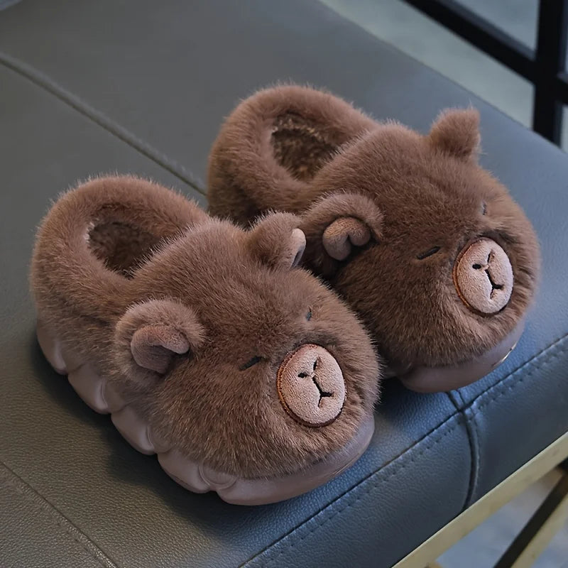 Warm Capybara Slip-On Slippers – Ages 2–13