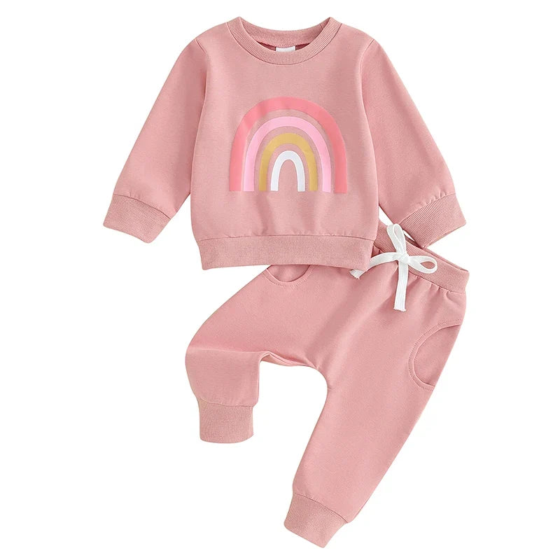 Pants and Sweatshirt Set with Rainbow