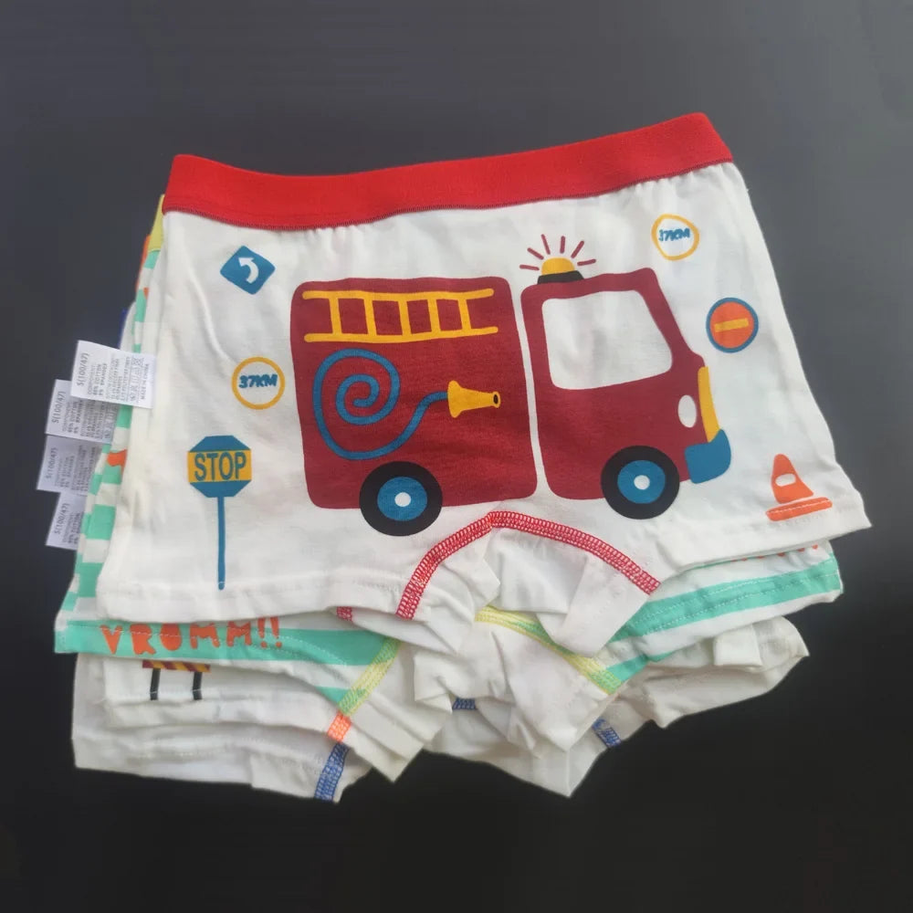 Boys 4-Pack Vehicle Underwear – Fun Cotton Undies for Ages 2–11