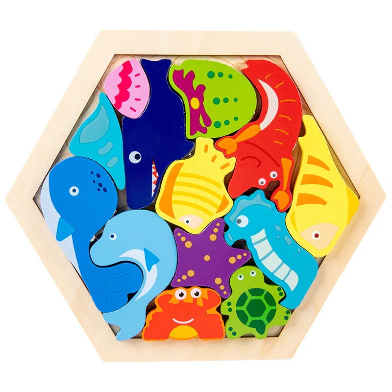Wooden Toy Hexagonal Tangram