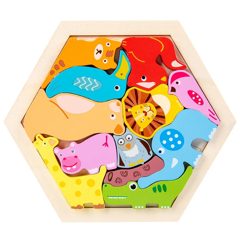 Tangram-Puzzle aus Holz (Sechseck)