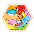 Tangram-Puzzle aus Holz (Sechseck)