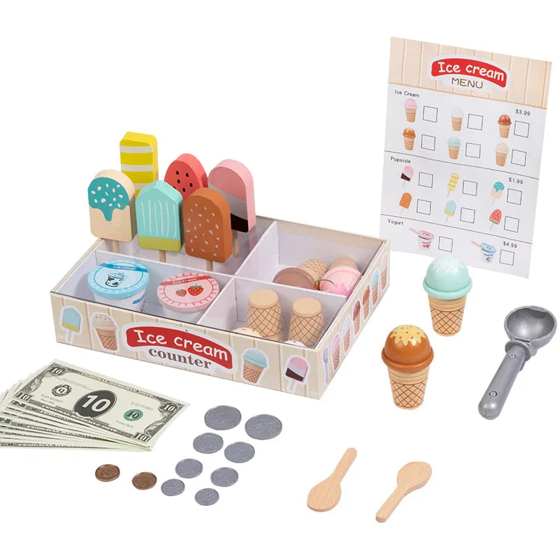 Montessori Wooden Ice Cream shop Playset