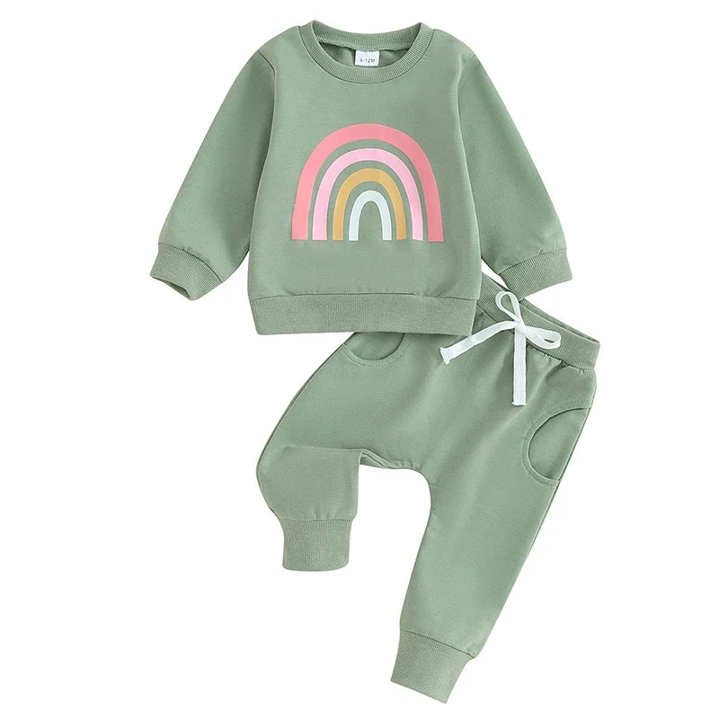 Pants and Sweatshirt Set with Rainbow