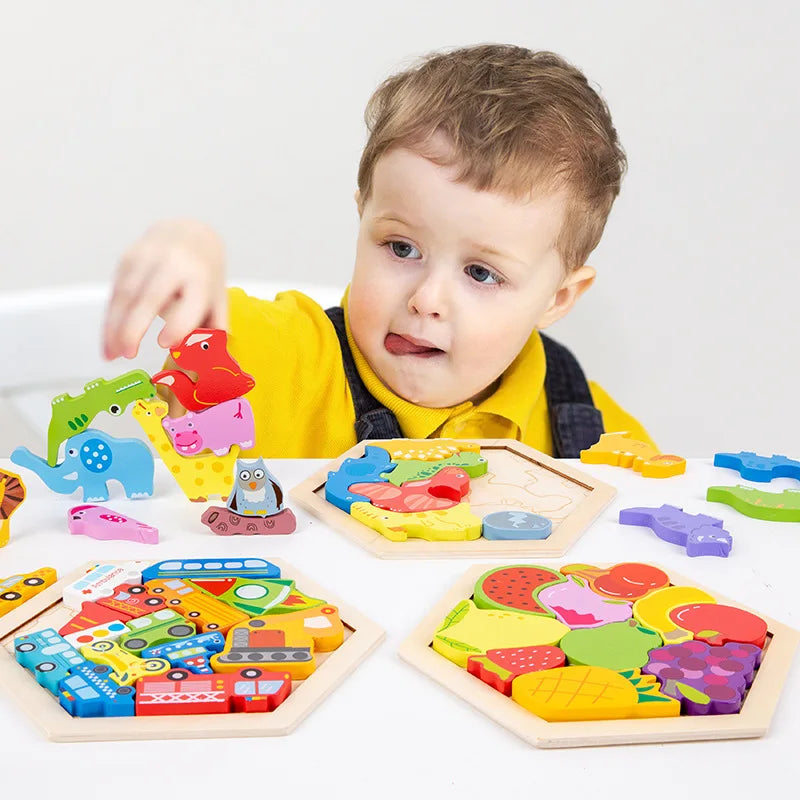 Tangram-Puzzle aus Holz (Sechseck)