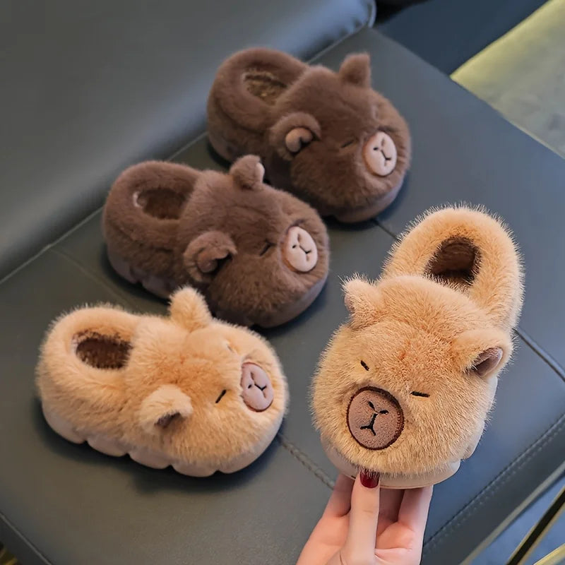Warm Capybara Slip-On Slippers – Ages 2–13