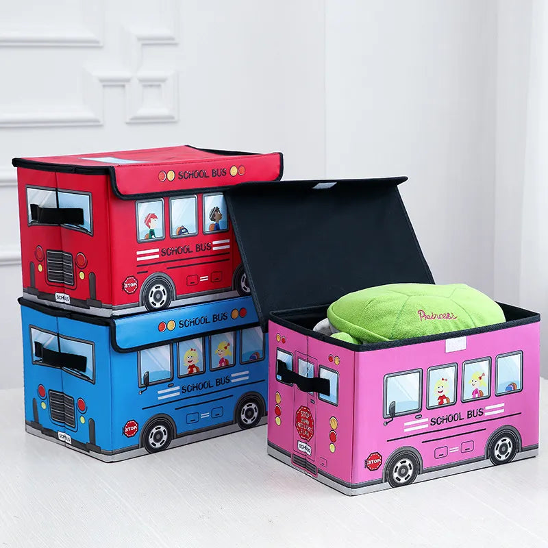 Storage Box with Lid "School Bus"