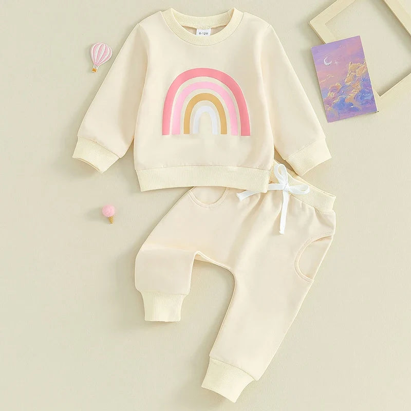 Pants and Sweatshirt Set with Rainbow