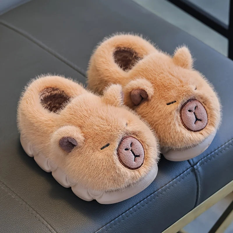 Warm Capybara Slip-On Slippers – Ages 2–13