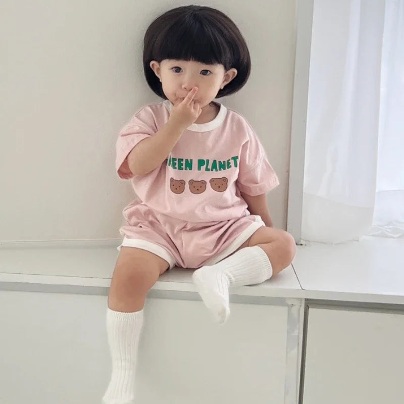 2pcs set T-shirts and Pants Green Planet
