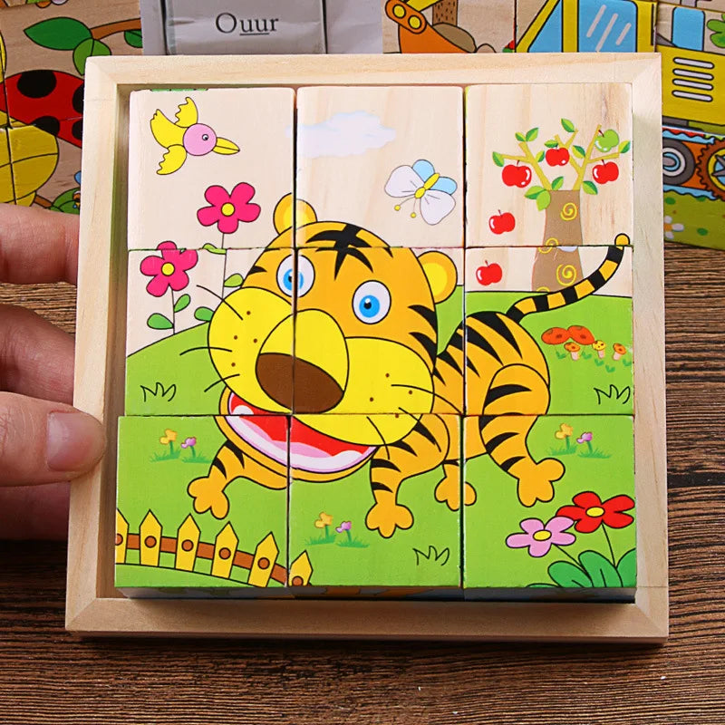 6-in-1-Puzzle Holzwürfel
