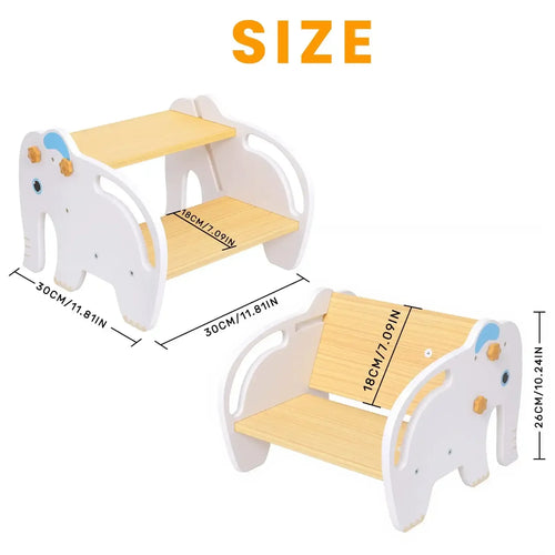 2-in-1 Wooden Toddler Step Stool & Chair