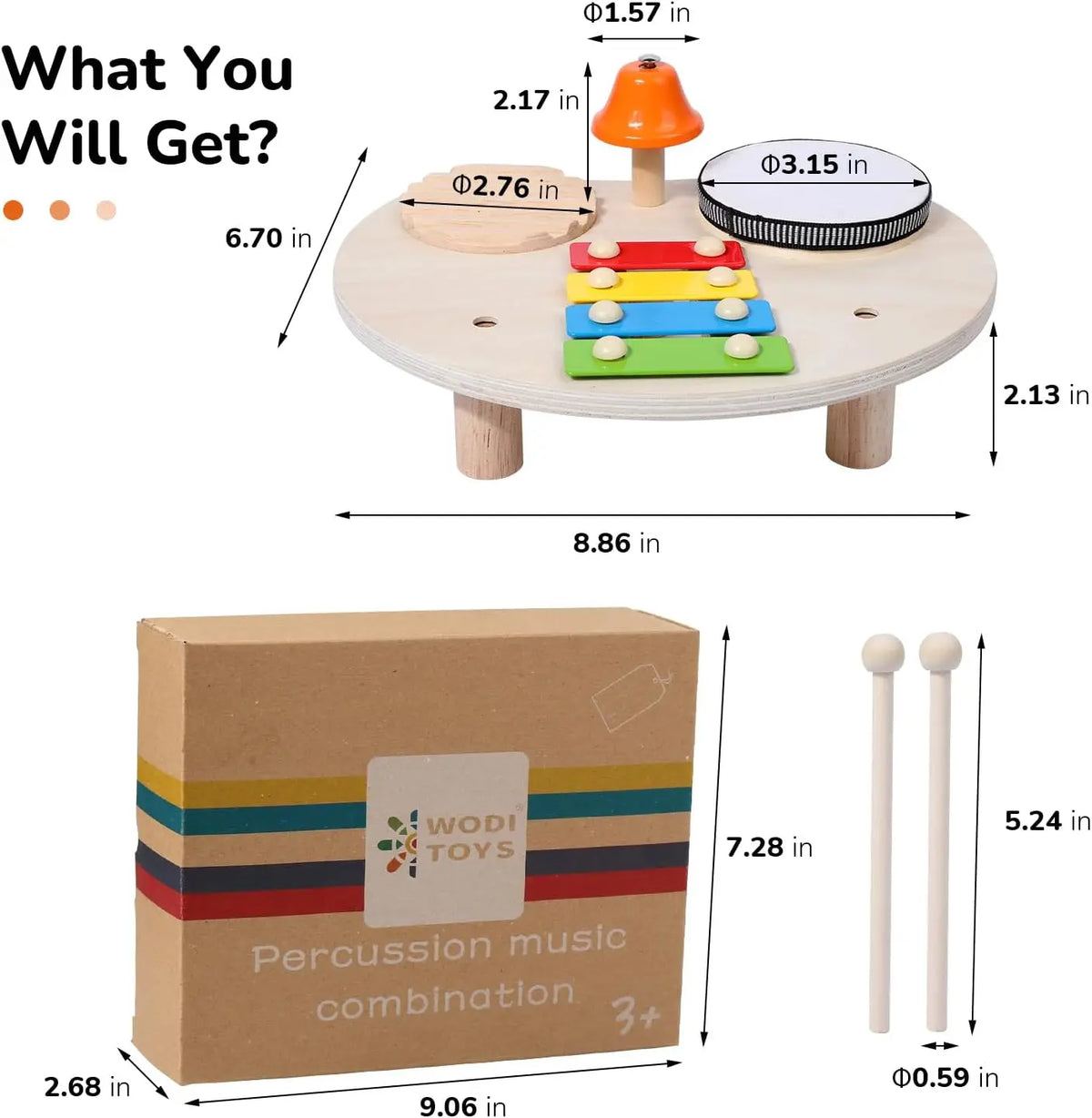 Wooden Toy Montessori Percussion Instruments Set For children