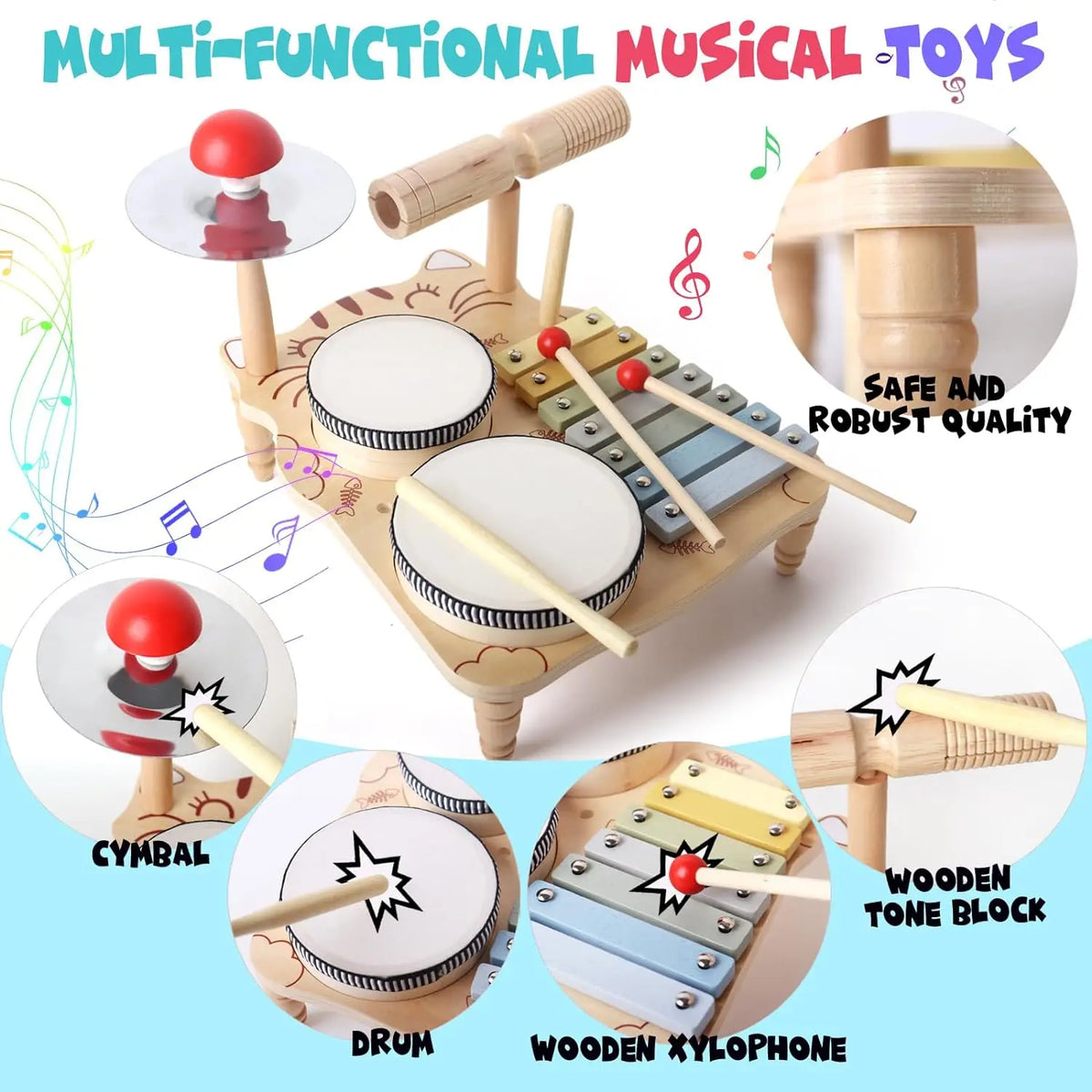 Wooden Toy Montessori Percussion Instruments Set For children