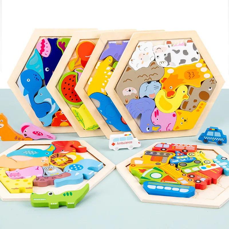 Tangram-Puzzle aus Holz (Sechseck)