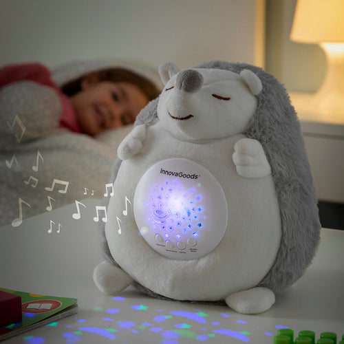 Pupazzo di peluche riccio Spikey con rumore bianco e proiettore luce notturna