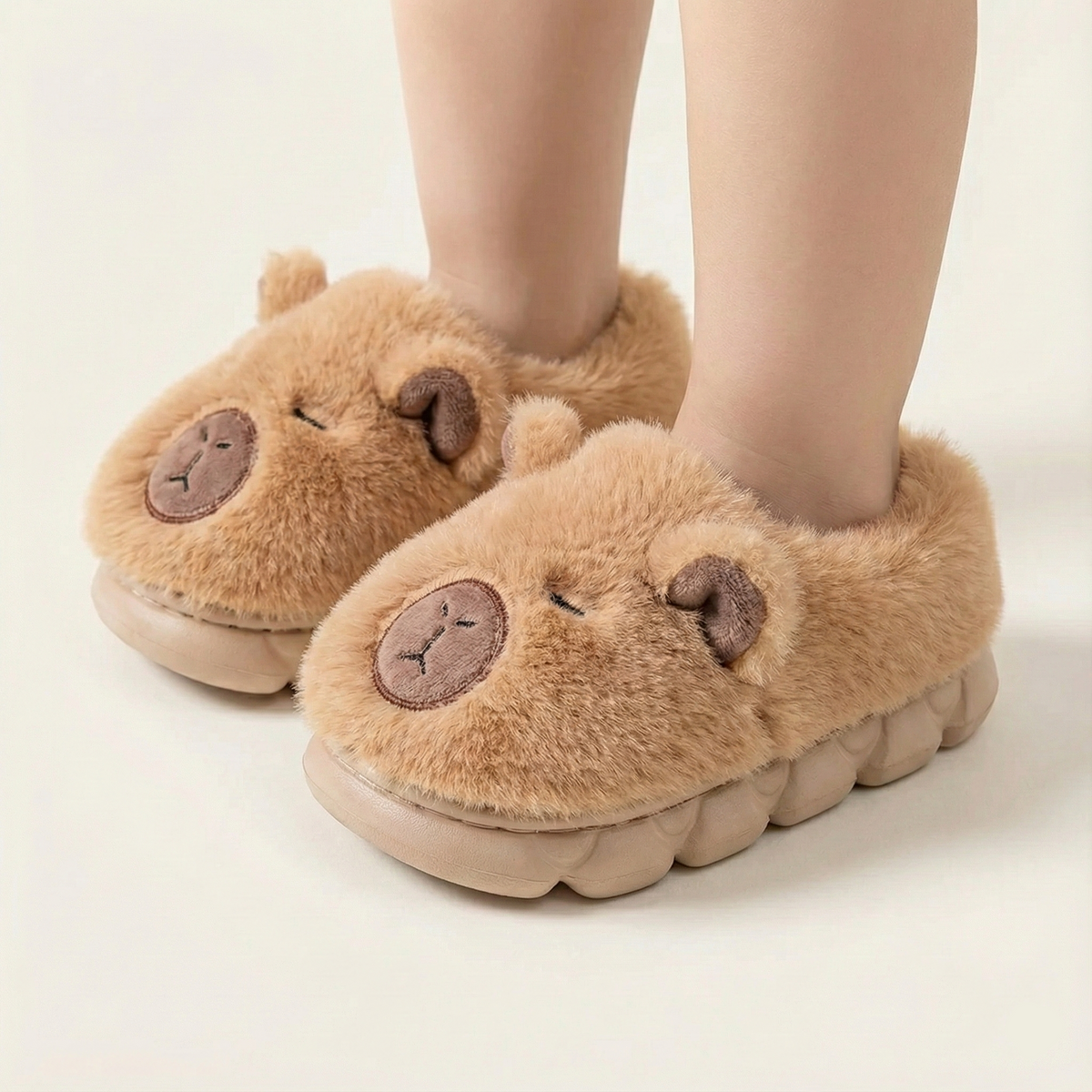 Warm Capybara Slip-On Slippers – Ages 2–13