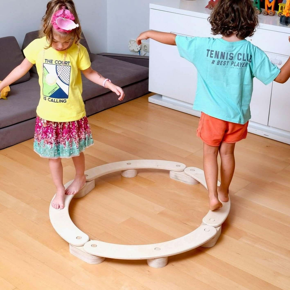 Set di Travi d'Equilibrio Circolari in Legno