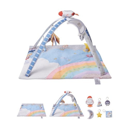 Baby Spieldecke mit Spielbogen, Krabbeldecke mit 6 sensorischen Spielsachen, Baby-Aktivität
