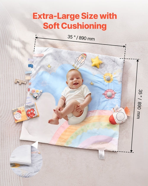 Baby Spieldecke mit Spielbogen, Krabbeldecke mit 6 sensorischen Spielsachen, Baby-Aktivität