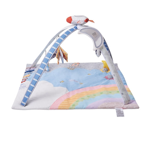 Baby Spieldecke mit Spielbogen, Krabbeldecke mit 6 sensorischen Spielsachen, Baby-Aktivität